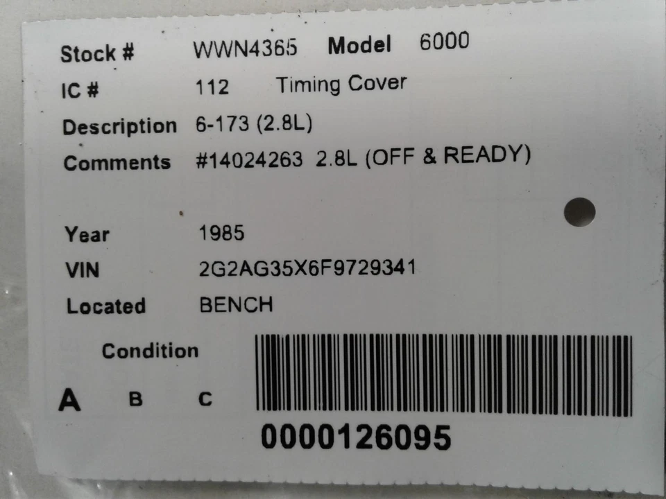 Used Engine Timing Cover fits: 1985 Pontiac 6000 6-173 2.8 Grade A Foto 4 de 4