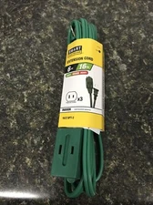 6’ Indoor 3 Outlet Plug 16/2 Electric Power Extension Cord Green  (1-AQ-8)