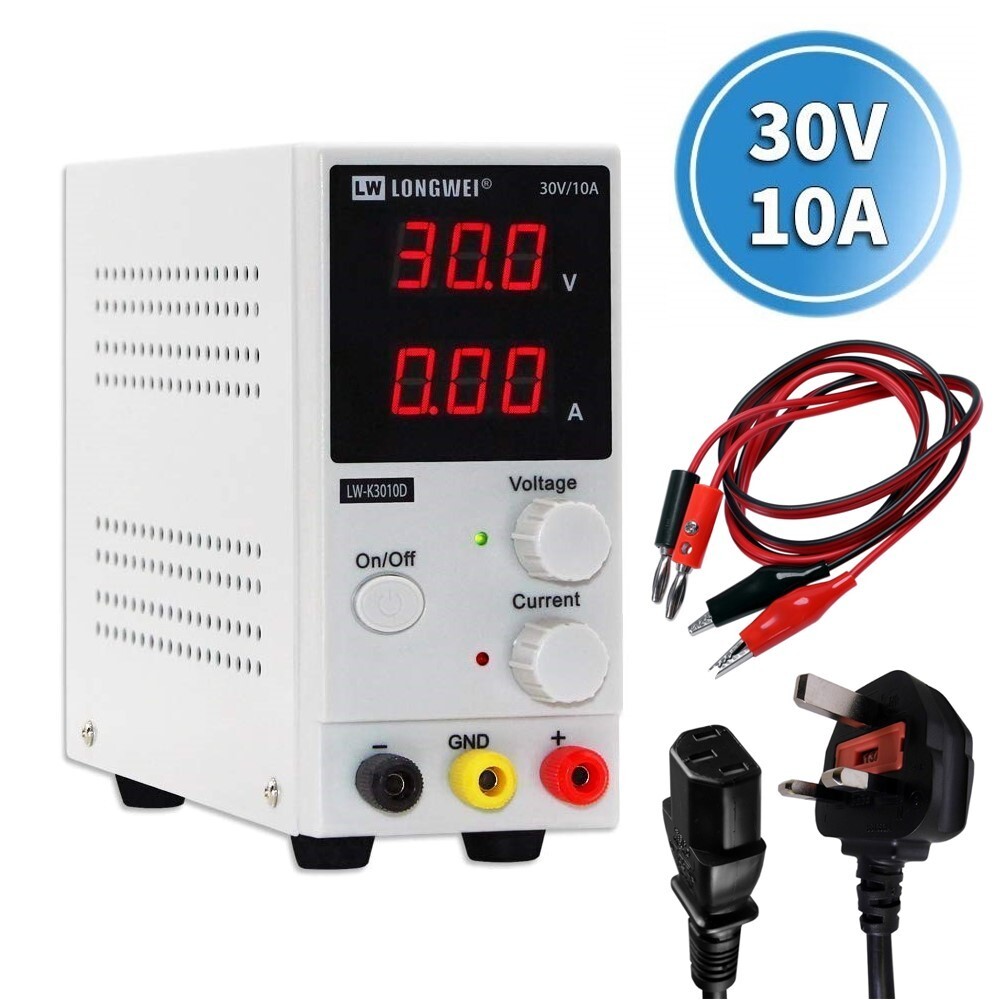 ADJUSTABLE DC POWER SUPPLY 30V 10A VARIABLE SWITCHING LAB BENCH