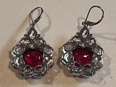 Michael Valitutti NH 925 Sterling Silver Red Stone Earrings