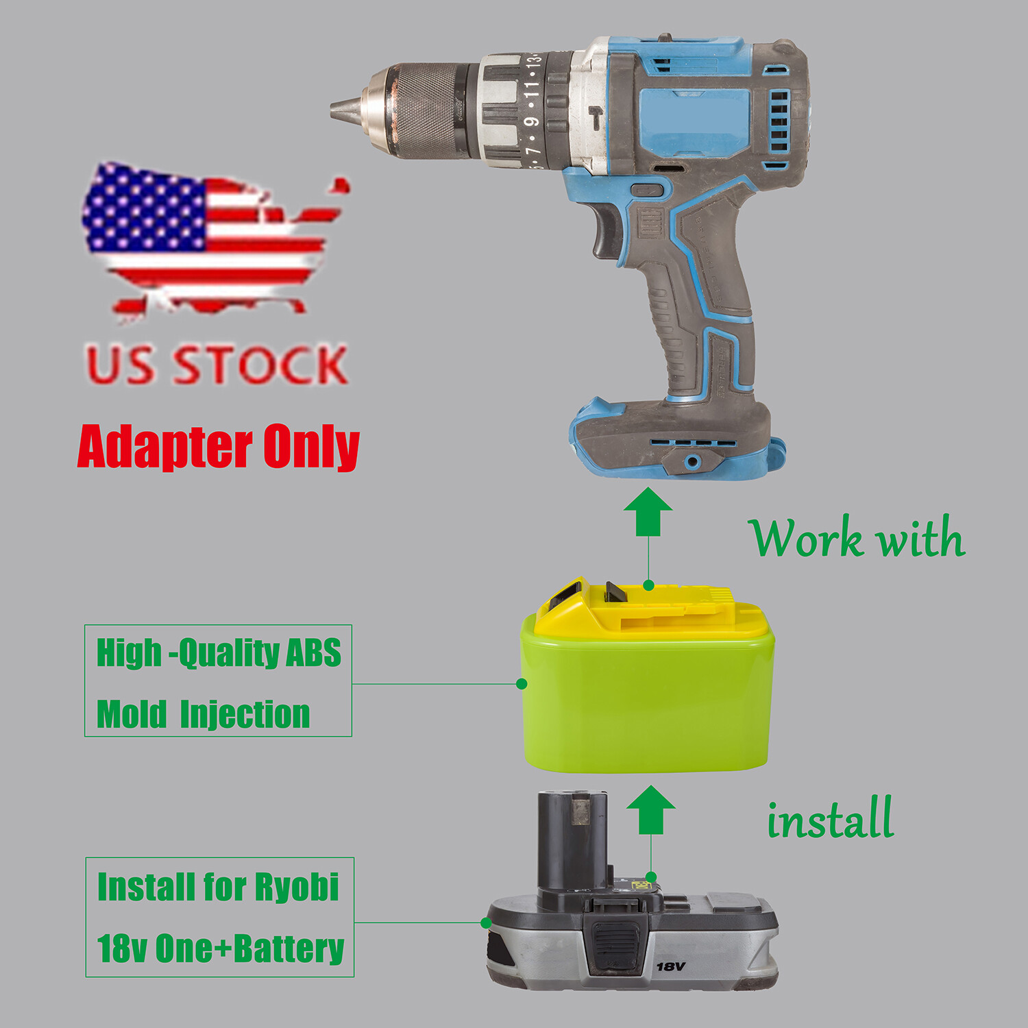 1x Adapter for Hercules 20V Tools: For Ryobi 18V Batteries with BMS ...
