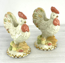 Juego de 2 estatuillas de marfil fino Lenox The Rise n' Shine Rooster Rooster 2003