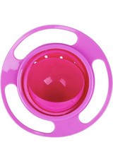 Spill Proof Gyro Bowl Magic Bowl 360 Degree Rotation Anti Spill Pink