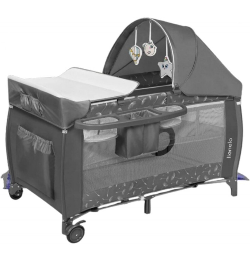 Lionelo Lettino Culla Neonato Campeggio con Ruote + Accessori Grey - Sven Plus