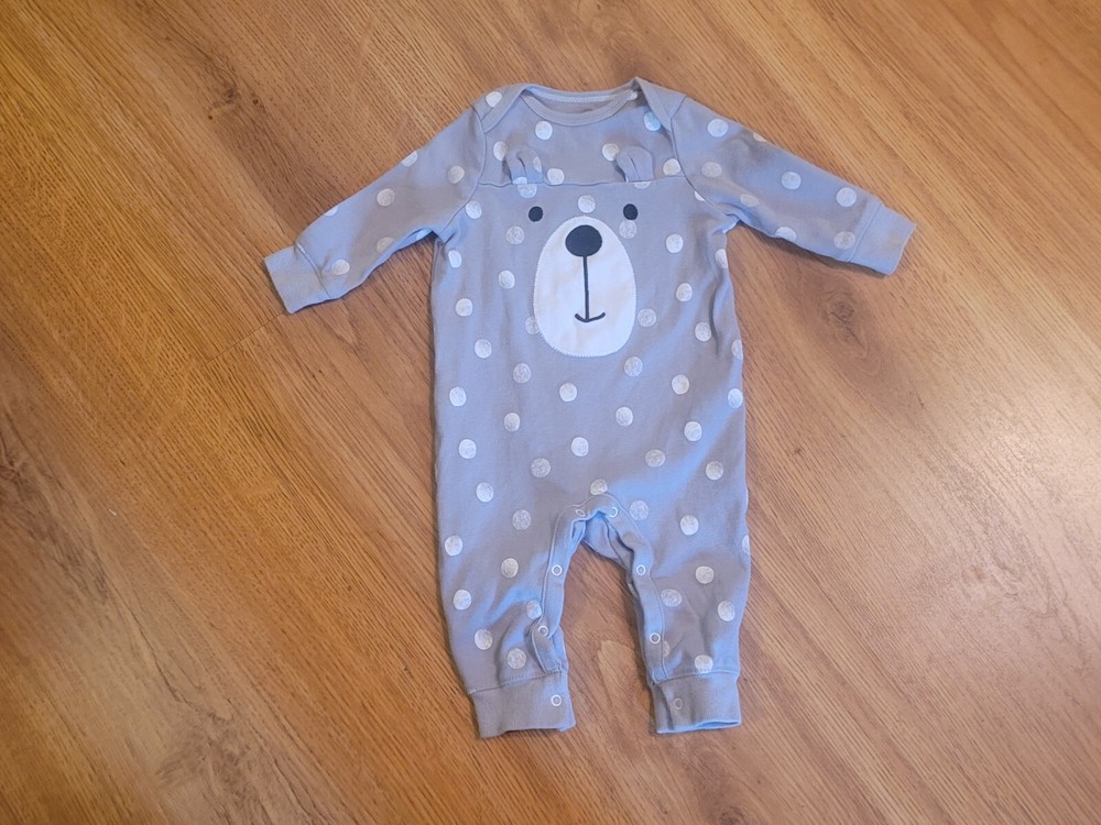 Cloud Island Gray Teddy Bear Long Sleeve Sleeper for Girls 3-6 Months