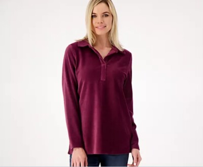 Belle by Kim Gravel Corduroy Pop Over Tunic Bordeaux  XXS A518250