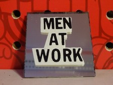 Vintage  Men At Work 1970s/80s 2"x2" Carnival Mirror Prize hand cut glass Tile