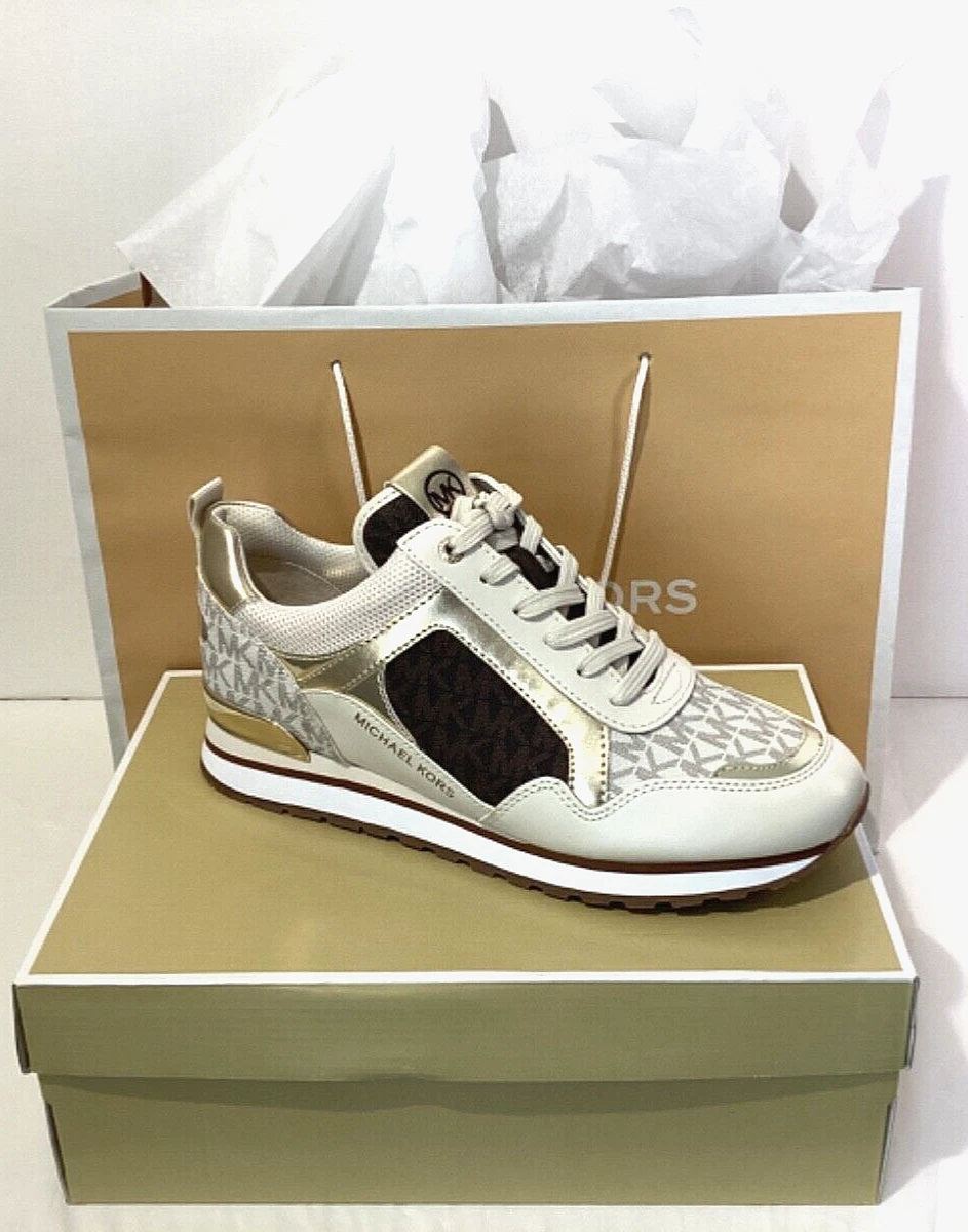 Michael Kors Women’s Wilma Trainer Sneakers Shoes 7.5 M Color Pale Gold/  Brown