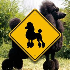POODLE CROSSING SIGN - Aluminum - Dog Show Decor - Fun Yard Marker - Grooming