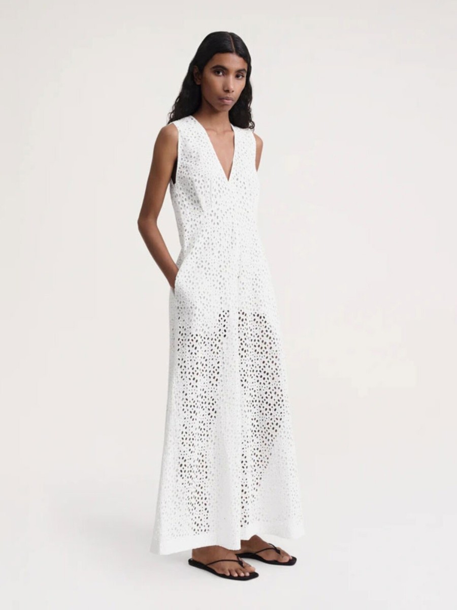 Toteme Women's Hollowed Out Embroidered Waist V-neck