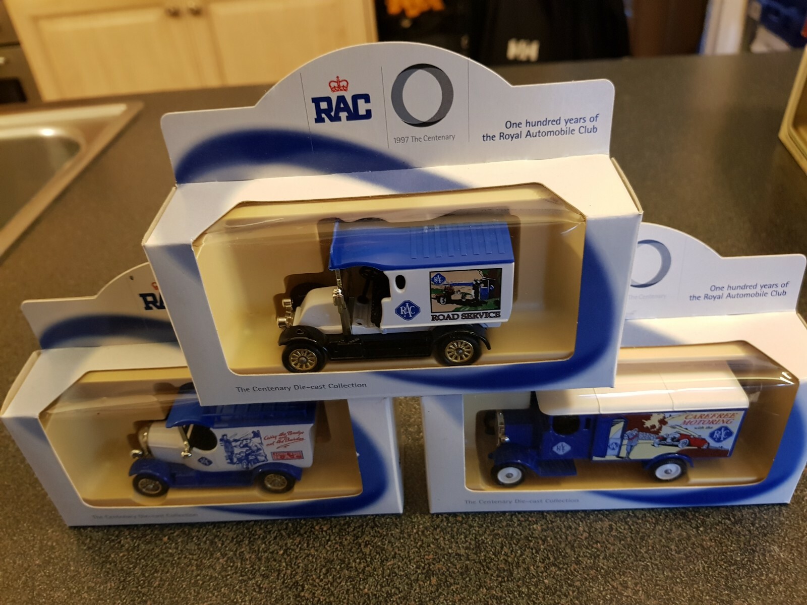Lledo RAC Centenary Die Cast 1926 Bull Nose, 1931 Morris & 1912 Renault vans