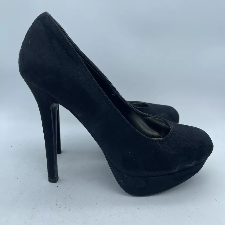 Tacones sin cordones de plataforma vintage Brash Y2K de gamuza negra para mujer talla 9W Foto 2 de 4