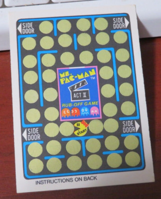 NS155 1981 FLEER MRS PAC MAN STICKER RUB OFF GAME