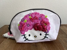 HELLO KITTY PINK AFRO BAG COSMETICS MAKEUP TRAVEL POUCH HAIR Sakura HEAD SANRIO