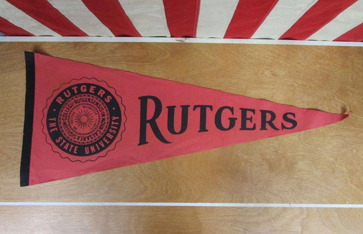 Vintage 1950s Rutgers University Wool Felt College Pennant Scarlet