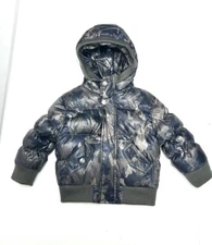 Appaman Down Hooded Winter Puffer Baby Boys Gray Navy Blue Camo 12-18 m