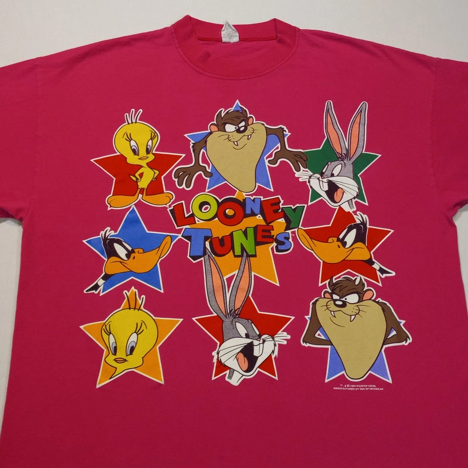 Women Plus 22W (XL) Vintage 90s 1994 LOONEY TUNES Cotton T-Shirt Sun - Imagem 2 de 4