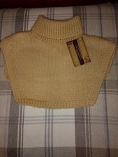 POLO TOP INSERT NECK WARMER - CAMEL - HAND KNITTED - GOLF / SPORT / OUTDOORS