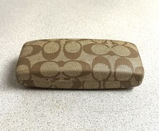 Coach Signature Logo Hard Clamshell Tan Brown Eyeglass Sunglasses Flip Top Case