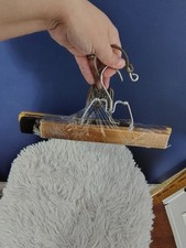 Vintage lot of 3 Wooden Pants Clothes Hangers Different Sizes And Colors