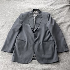 Circle S Western Gray Sports Jacket Men Mens 44L Rancher Rodeo Cowboy Two Button