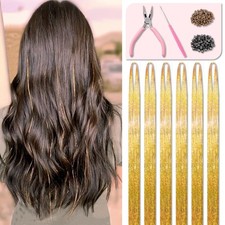 Hair Tinsel Kit 48 Inches 1200 Strands with Tools and Instruction