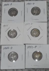 Mercury 10c Silver Dimes Lot of 6  1941D,42P,44D,44P,45P and 45D 90% Silver Nice