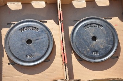 Hercules 25 pound  Bar Bell  Weight Plates 50 lbs  pounds total