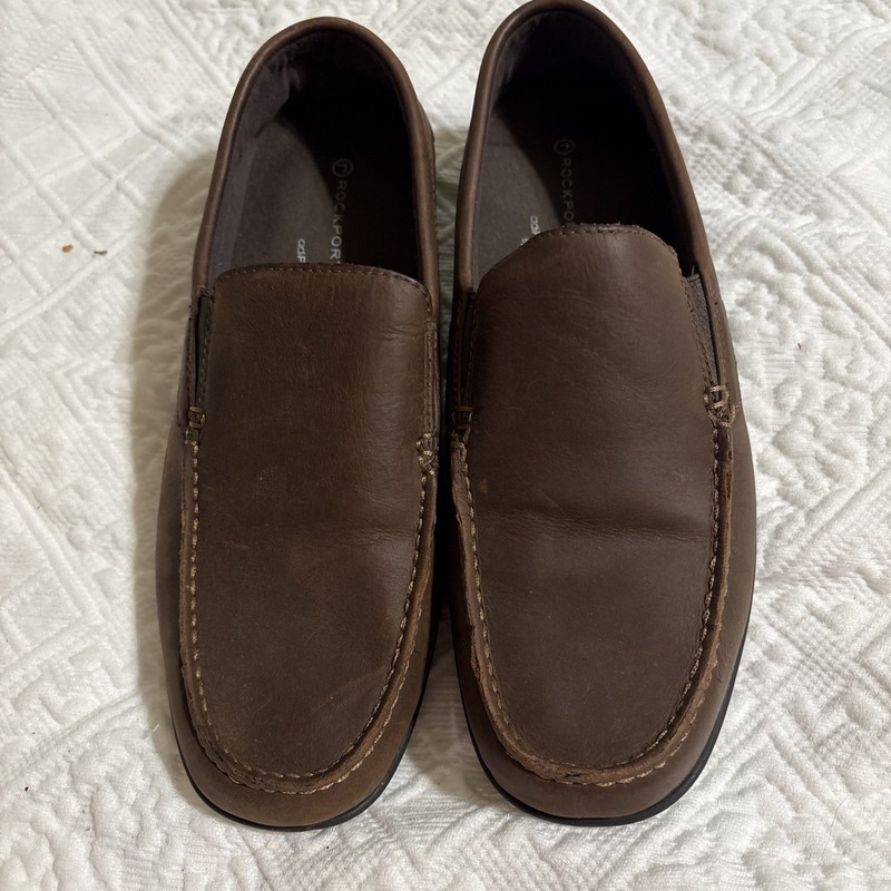 Rockport Men's 8.5  Adiprene Adidas Leather Brown Moccasin Shoes Driving Slip On
