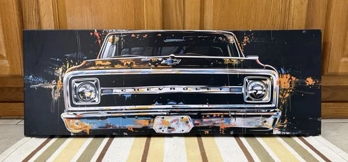 Chevrolet Truck Sign Canvas Light C10 Parts Tools Chevy Vintage Style Wall Decor