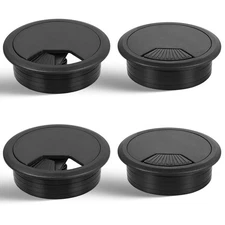 4 PCS Desk Grommet 2 Inch Plastic Cable Hole Cover Black Cable Cord Organizer De