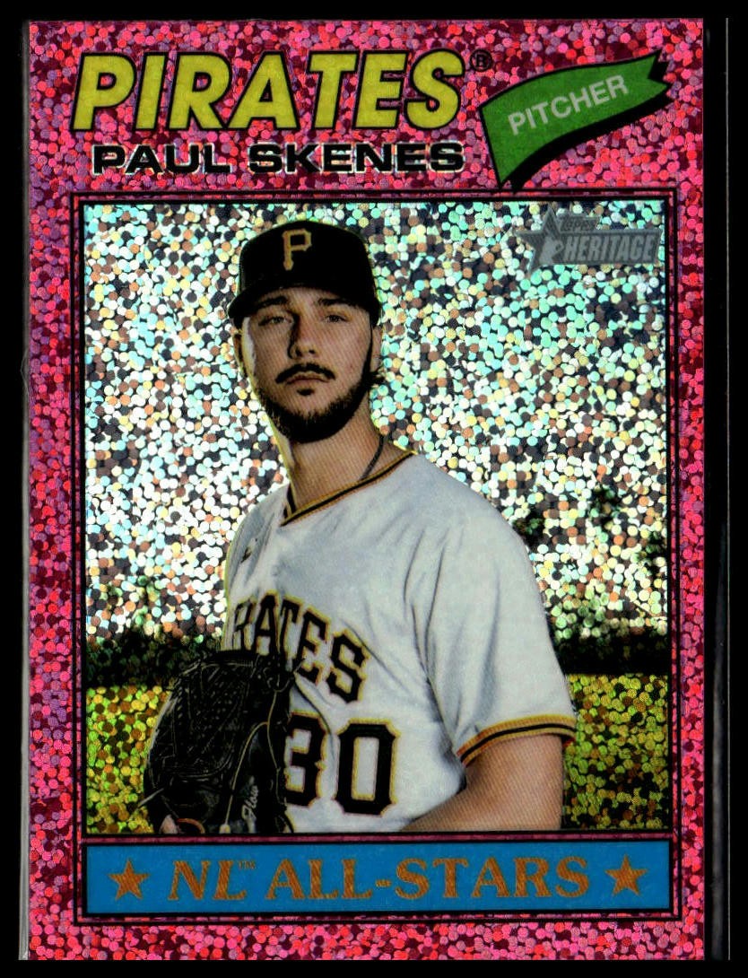 2026 Topps Heritage #33 Paul Skenes Chrome Pink Sparkle Refractors