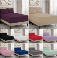 Full Extra Deep Elastic 40cm Fitted Bed Sheets Mattress Single Double King SK UK