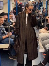Brown Long Faux Fur Coat Women Fashion Full Sleeve Fluffy Loose Lace Up Overcoat