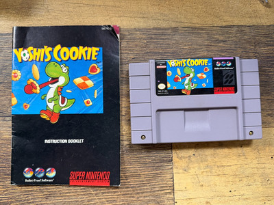 Yoshis Cookie - Cartridge & Manual - Super Nintendo Snes Authentic - Tested