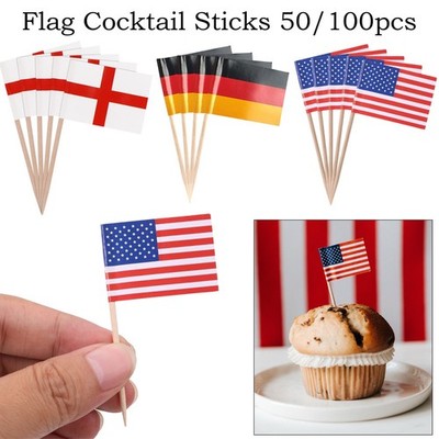 Zahnstocher Cocktail Mini Flagge BBQ Cupcake Topper Straße Royal Straßenparty Deko