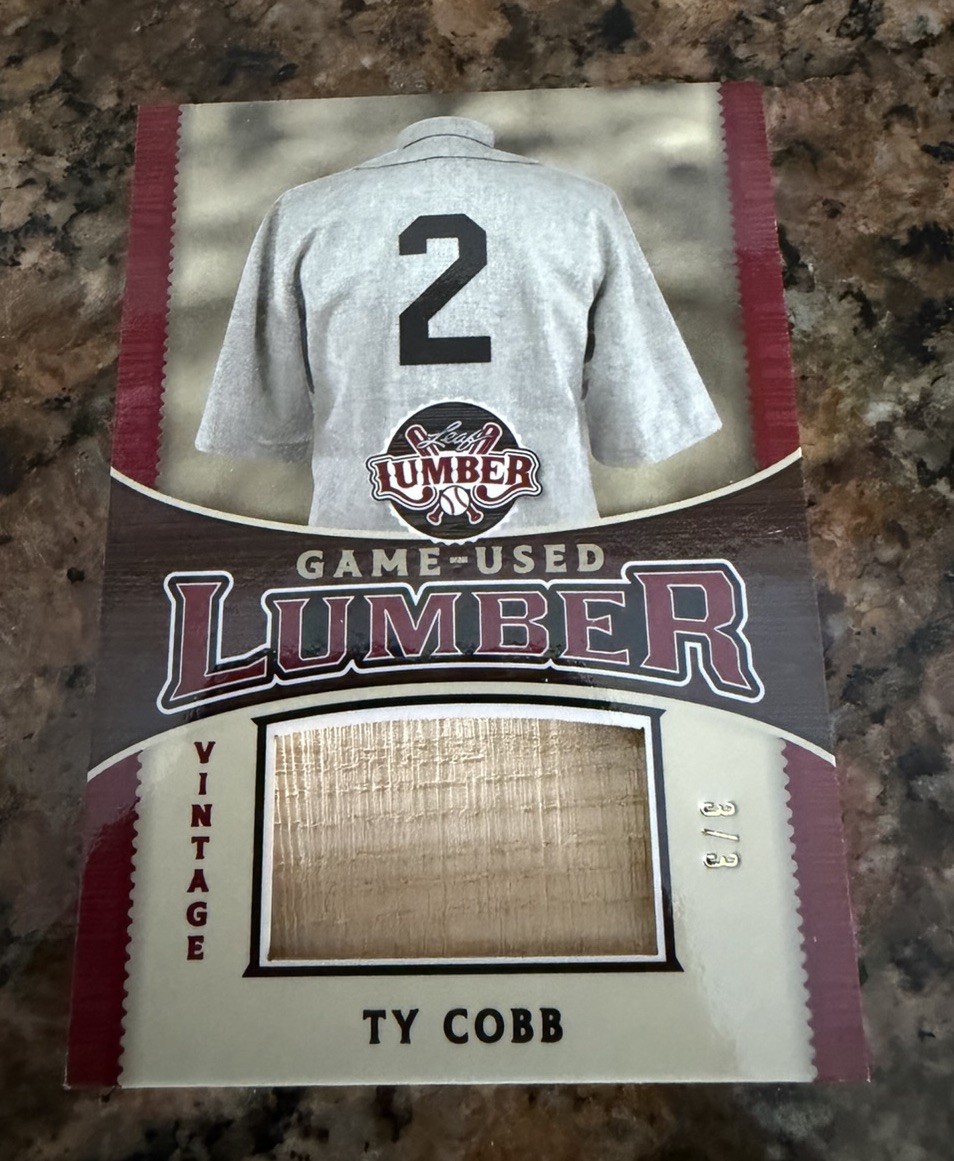 2024 Leaf Lumber Game Used Lumber Vintage Relics Ty Cobb #GUV-14 Red /3 (MEM)
