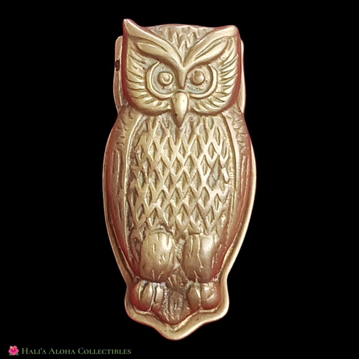 VINTAGE Brass Hoot Owl Heavy Duty Action Clip Paperclip / Desk