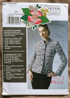 Vogue V8991 Claire Shaeffer Custom Couture Jacket Pattern E5 Uncut 14-22