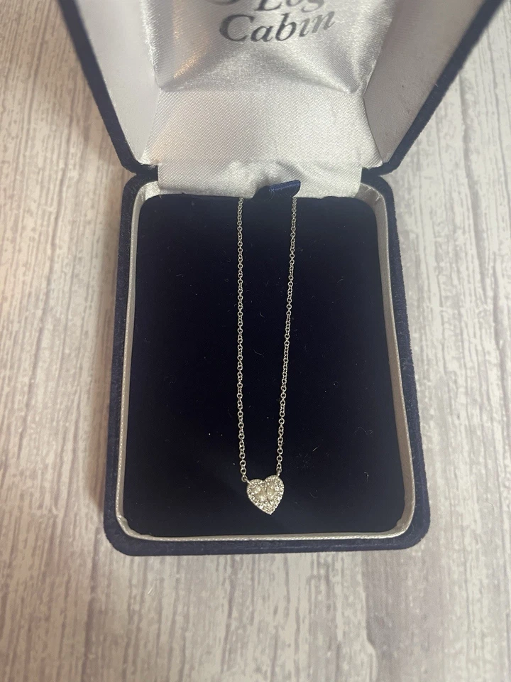 Collar corazón diamante oro blanco 14k 0,21 ctw Foto 2 de 3