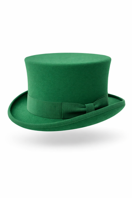Emerald Green Wool Top Hat 100% Wool Felt Satin Lined High  display picture 2