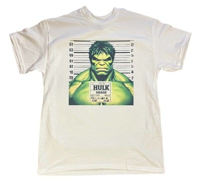 Men's Hulk T-shirt Mugshot  Incredible Hulk Marvel Comics Color Gray Retro Gift