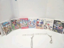 Lot of 7 Wii Mario Games & 2 Wii Remote Controllers Mario Party 8, Mario Kart 