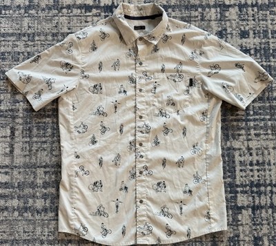 Pearl Izumi Prospect Stone/Dark Ink Rider Shirt Snap Front - Bicycle Print - M