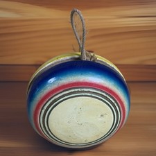 Yo-Yo Wood 3  Multicolor Stripes With String