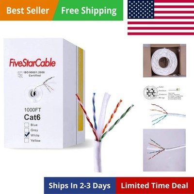 Cable Cat6 23AWG 1000 Ft UTP Bulk LAN Internet PVC Wire 4 Twisted Pair Catego...