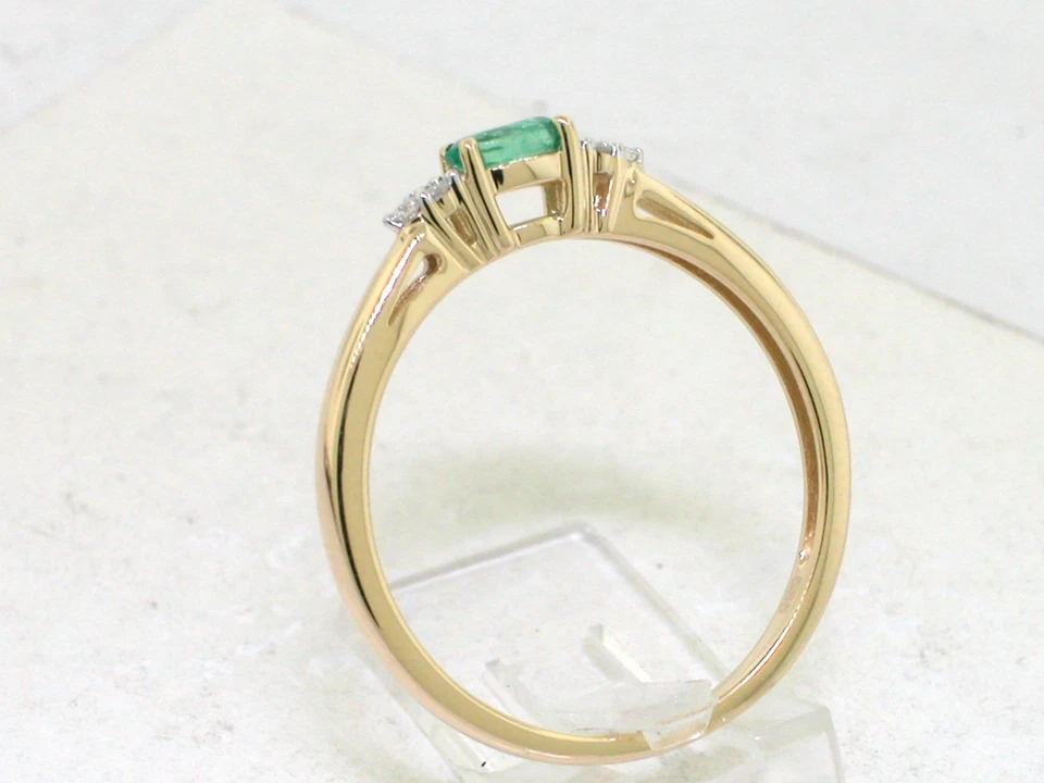 Exclusiver Smaragd Ring 585 Gelbgold 14Kt Gold natürlicher Smaragd  6 Brillanten - Bild 3 von 4