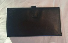 VTG Firenze Italy Black Calfskin Leather Bifold Travel Wallet Document Organizer