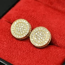 2 CT Round Cut Lab Created Diamond Cluster Stud Earrings 14K Yellow Gold Plated