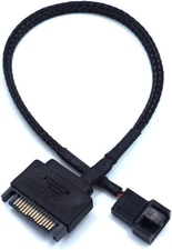 SATA to 3 Pin / 4 Pin Fan Adapter, 15 Pin SATA to 12V PC Case Fan Splitter Exten